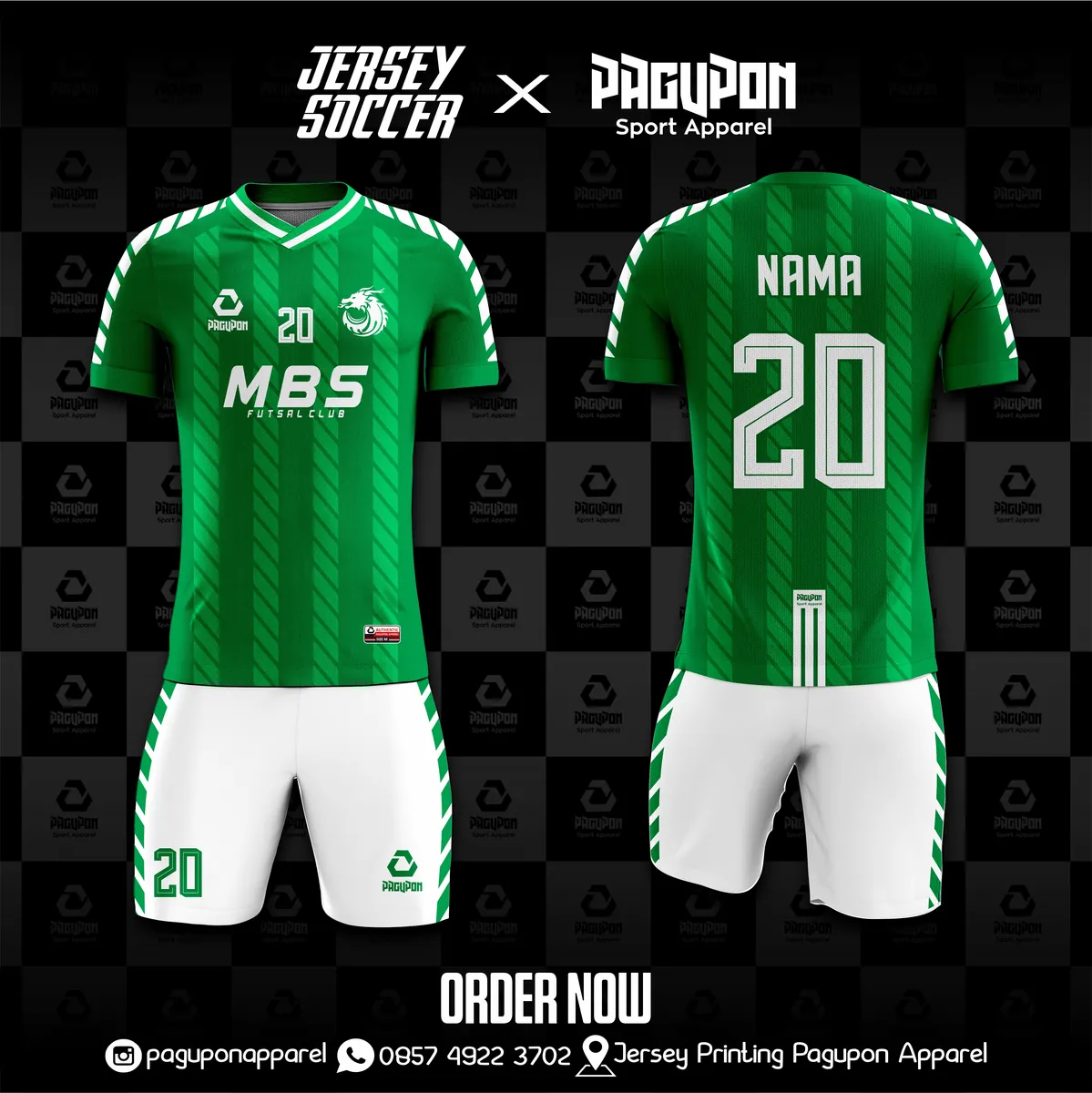 Jersey sepak bola custom Mahjong 88 Maroon, warna maroon putih, kerah V-Neck, tampak depan dan belakang, varian 3