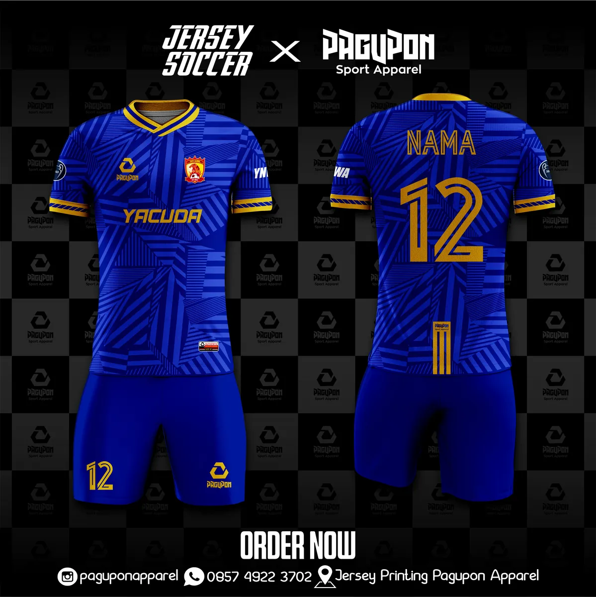 Jersey sekolah dan kelas custom Yacuda Abu-abu, warna abu-abu emas, kerah V-Neck, tampak depan dan belakang, varian 2