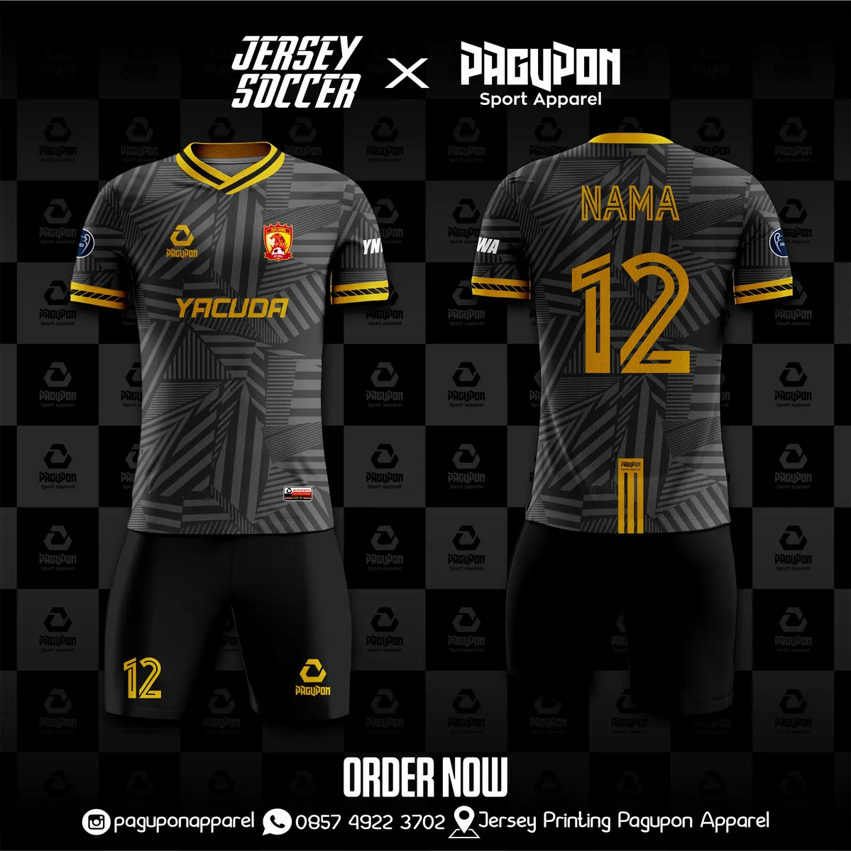 Jersey sekolah dan kelas custom Yacuda Abu-abu, warna abu-abu emas, kerah V-Neck, tampak depan dan belakang
