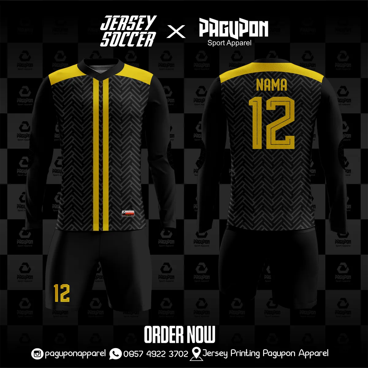 Jersey sekolah dan kelas custom SDN Batu Ampar Hitam, warna hitam kuning, kerah Kerah Custom, tampak depan dan belakang